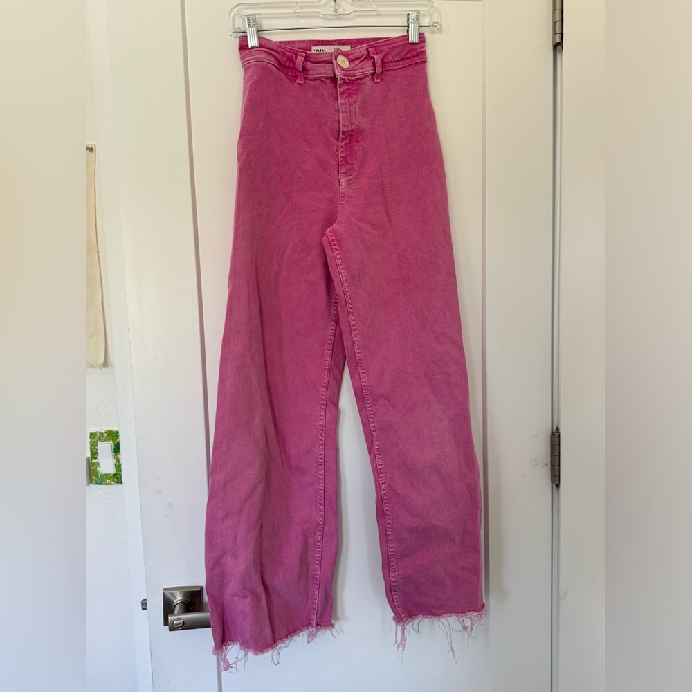 Pink Zara Wide Leg Jeans